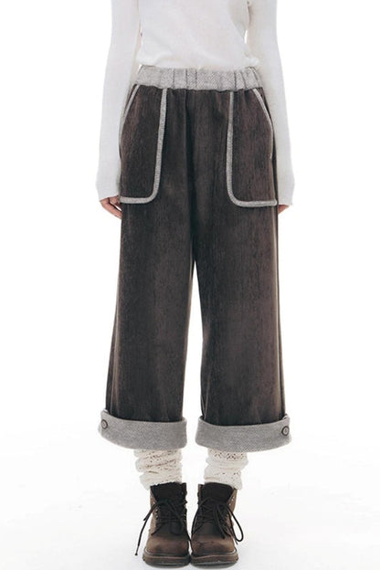 マルチポケットカジュアルロングパンツ+ロールアップワイドレッグミディアムパンツ