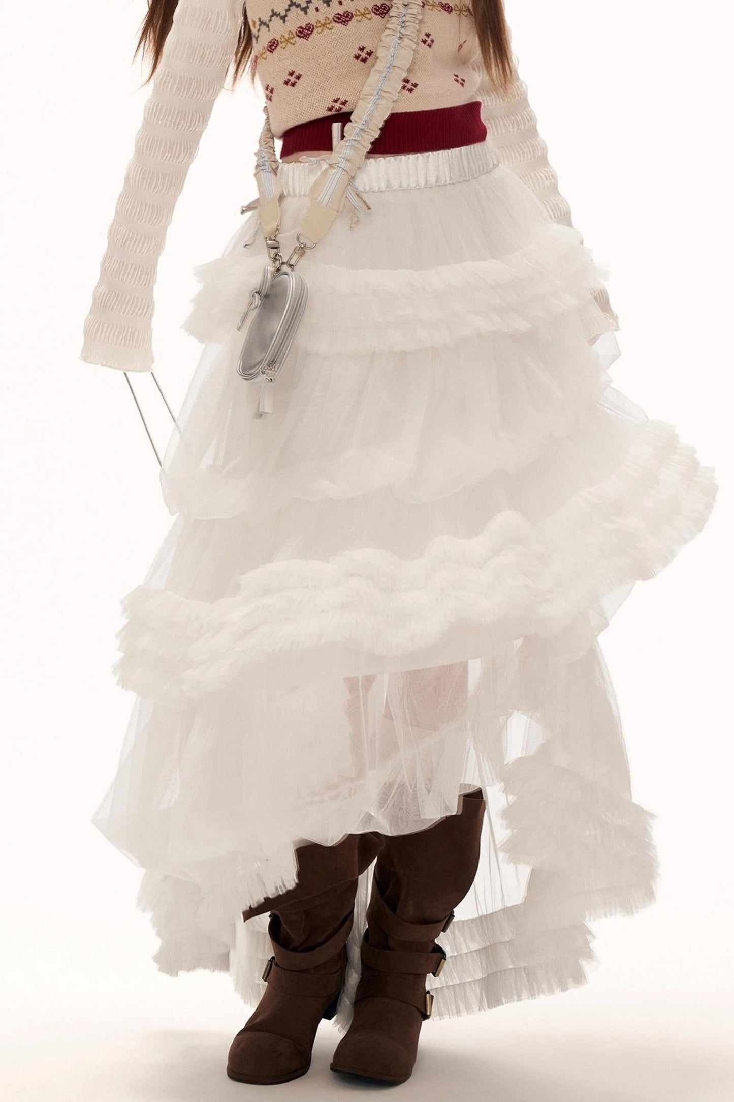 メッシュアシンメトリカルクラウドスカート