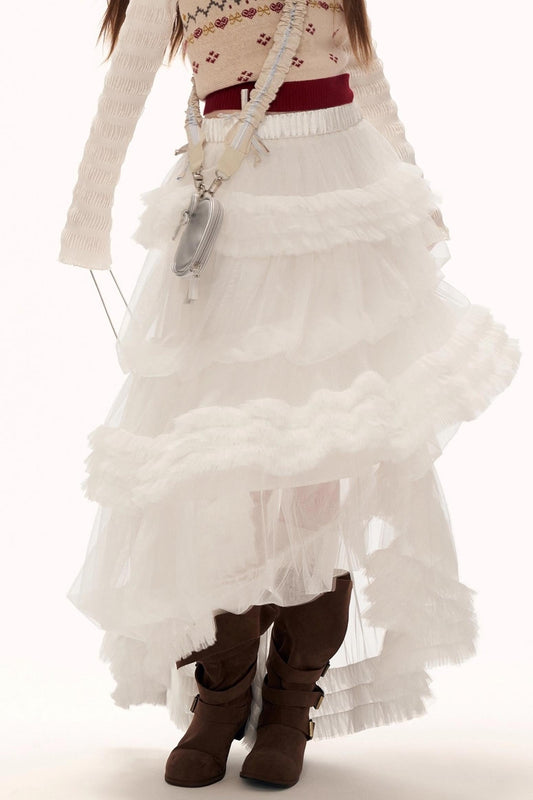 メッシュアシンメトリカルクラウドスカート