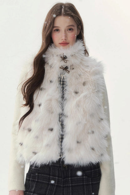 チェックドットファーリバーシブルベスト