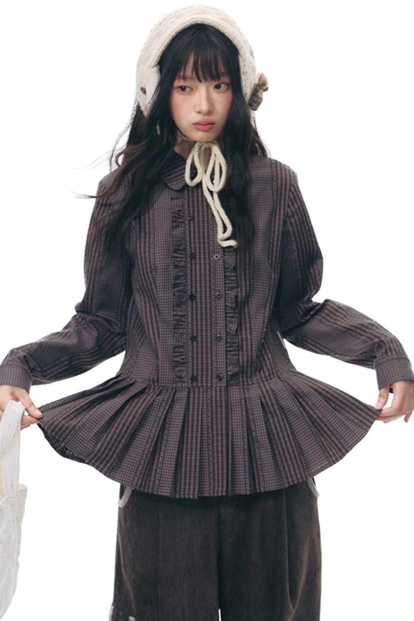 ラッフルダブルブレスタフリルトップス