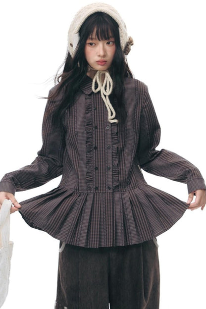 ラッフルダブルブレスタフリルトップス