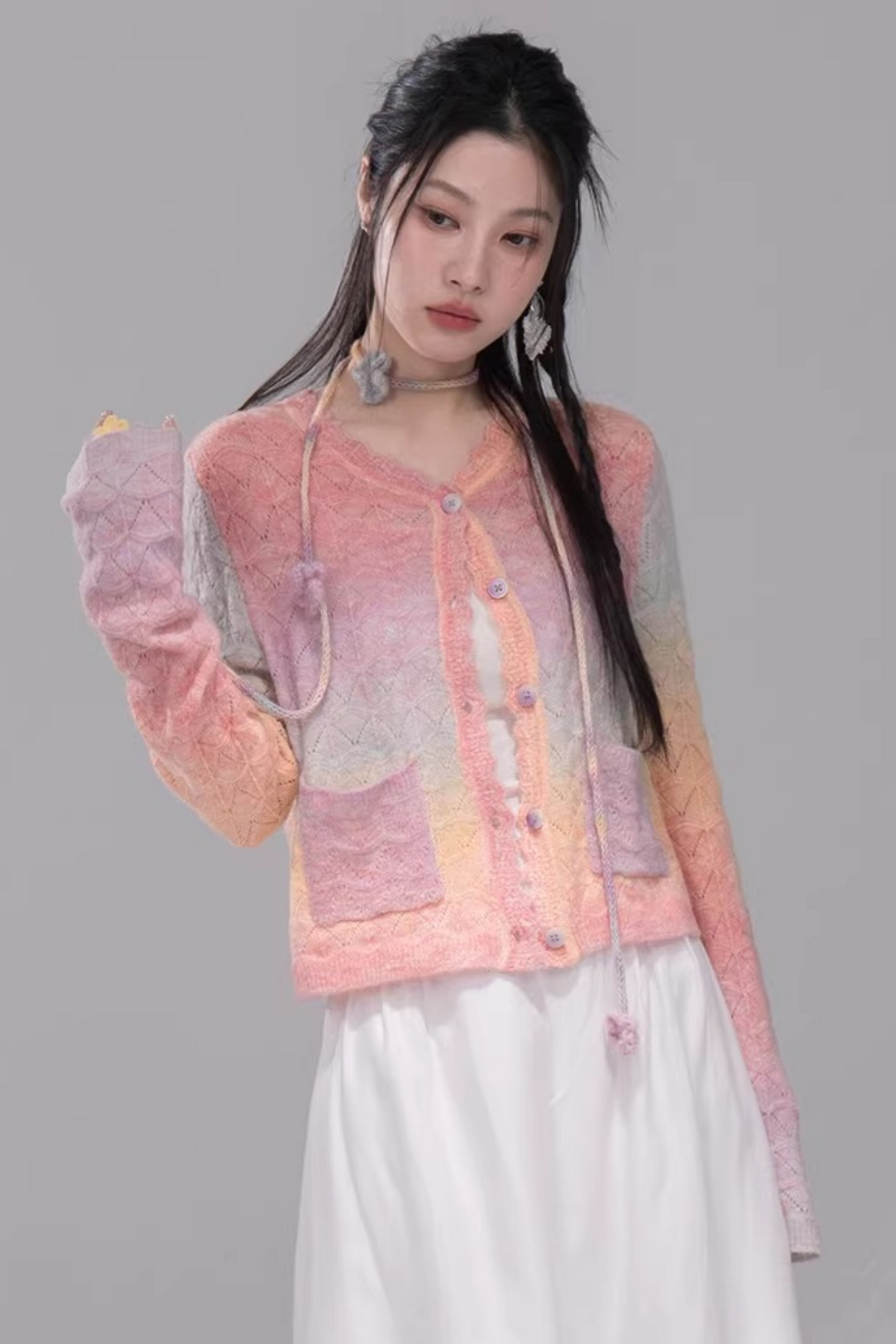 グラデーションレインボーカーディガン