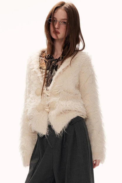 White Loop Yarn Cardigan