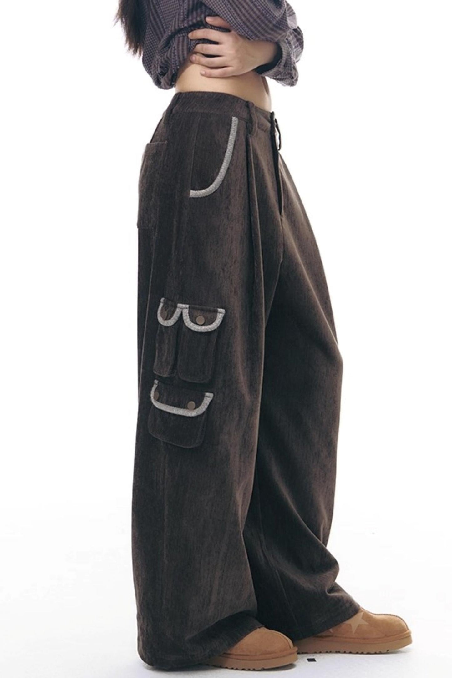 マルチポケットカジュアルロングパンツ+ロールアップワイドレッグミディアムパンツ