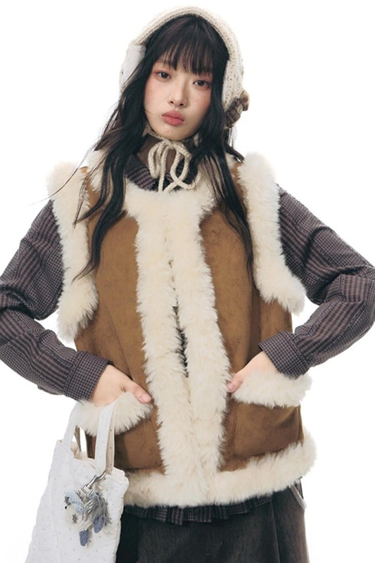 リバーシブルスエードファーベスト