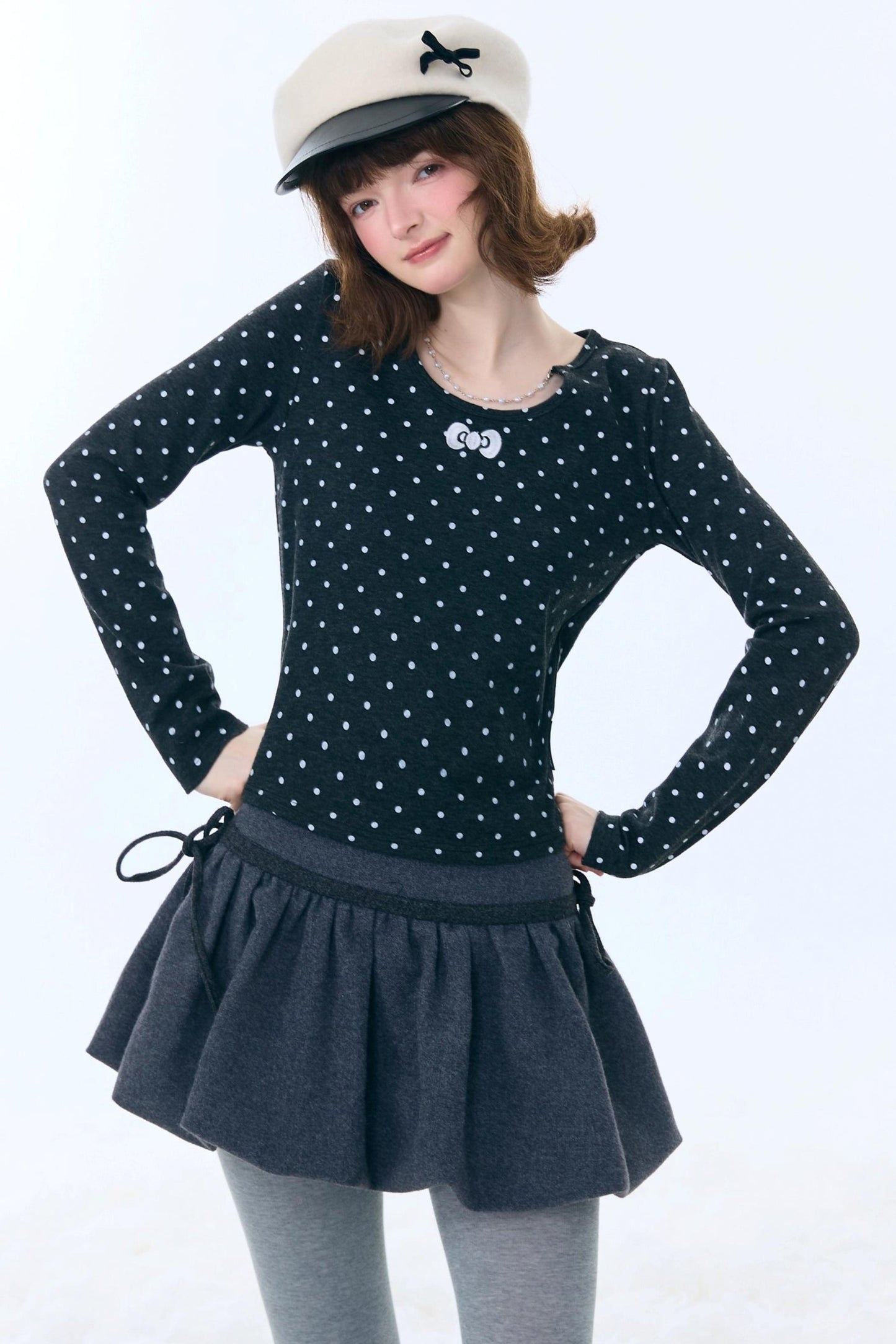 Polka Dot Chain Knit Top