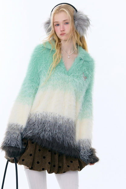 レトログラデーションブイネックセーター