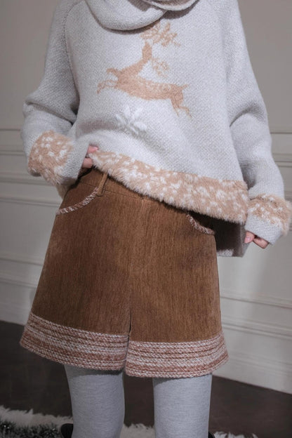 コーデュロイステッチショートパンツ