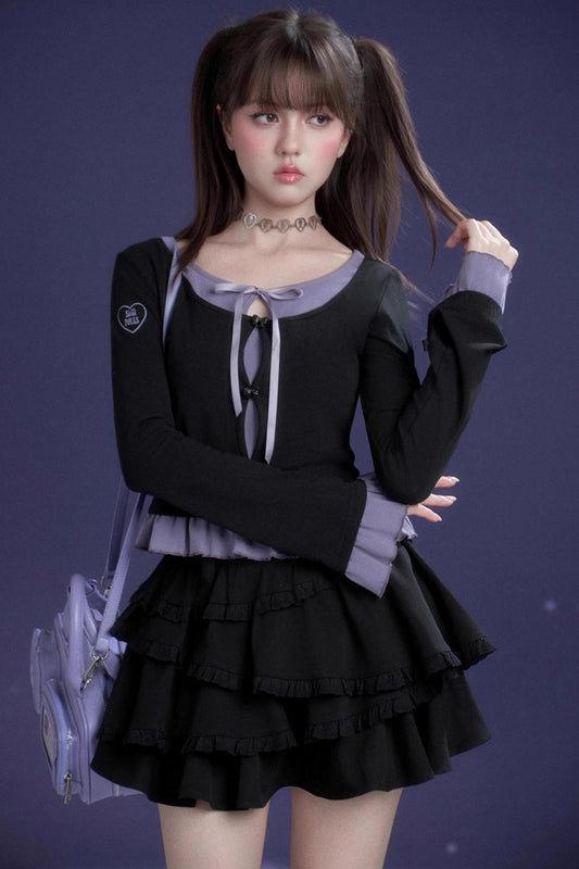 スイートロマンティックラッフルドトップス