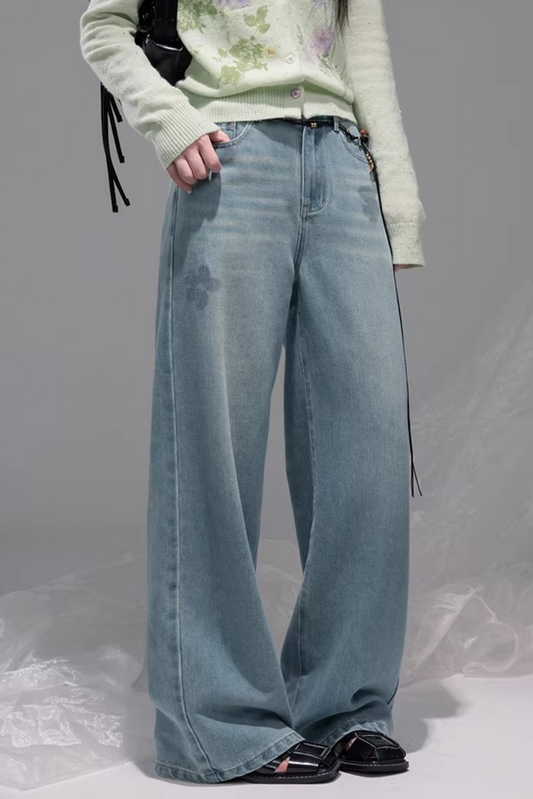 シーソルトストレートレッグデニムパンツ