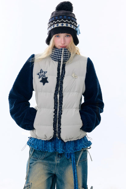 Star Print Color Block Coat