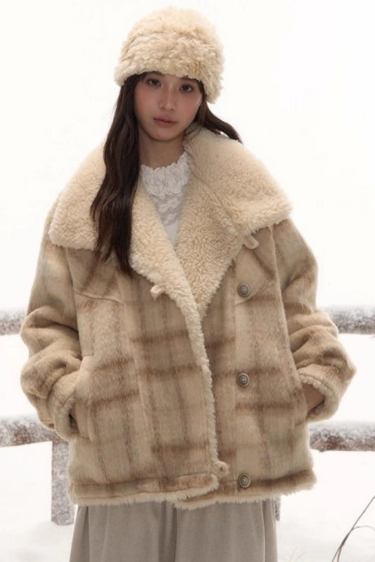 リバーシブルチェックルーズコート