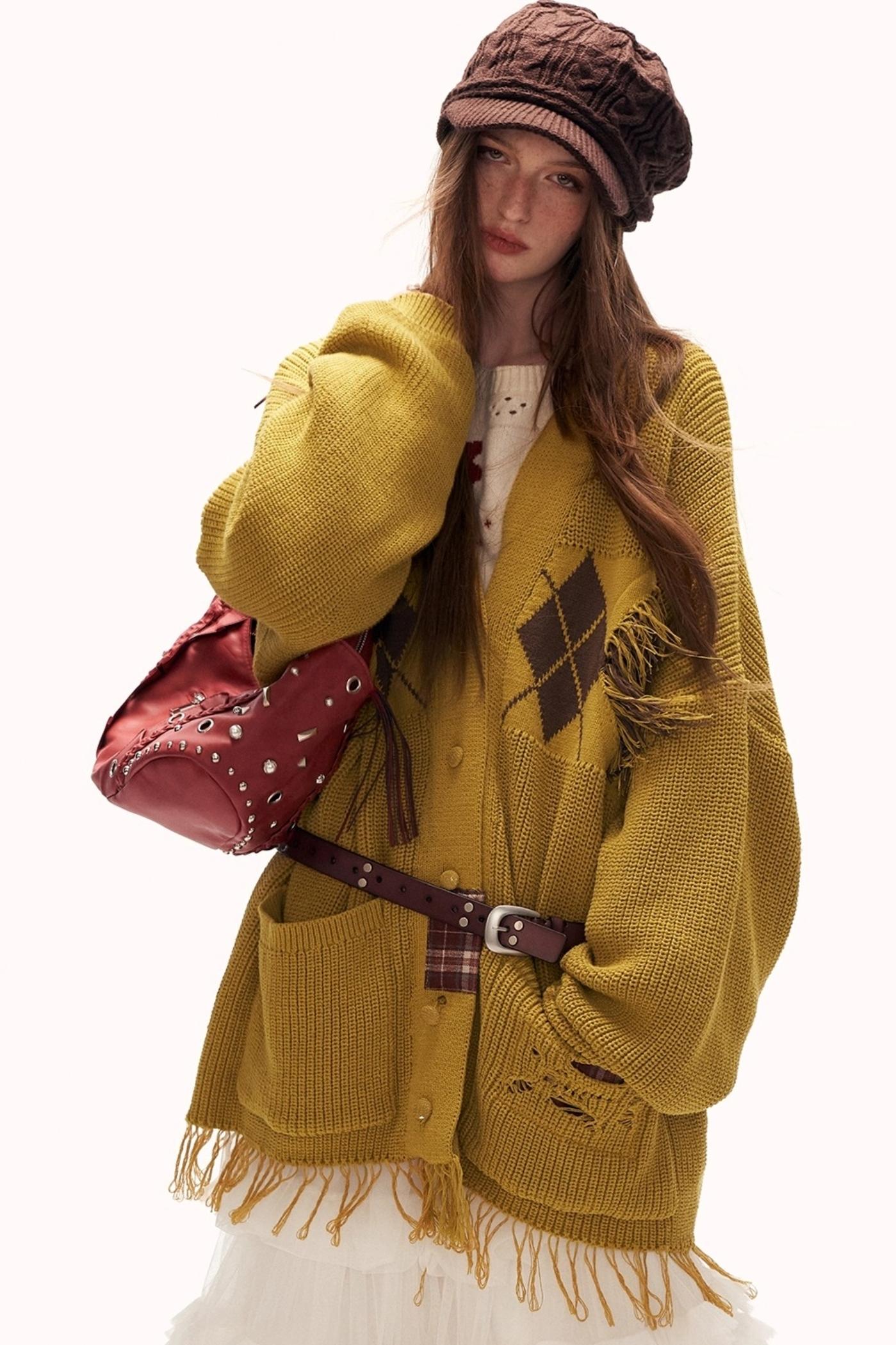 Patchwork Tassel Knit