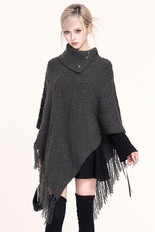 Asymmetrical cape-style sweater