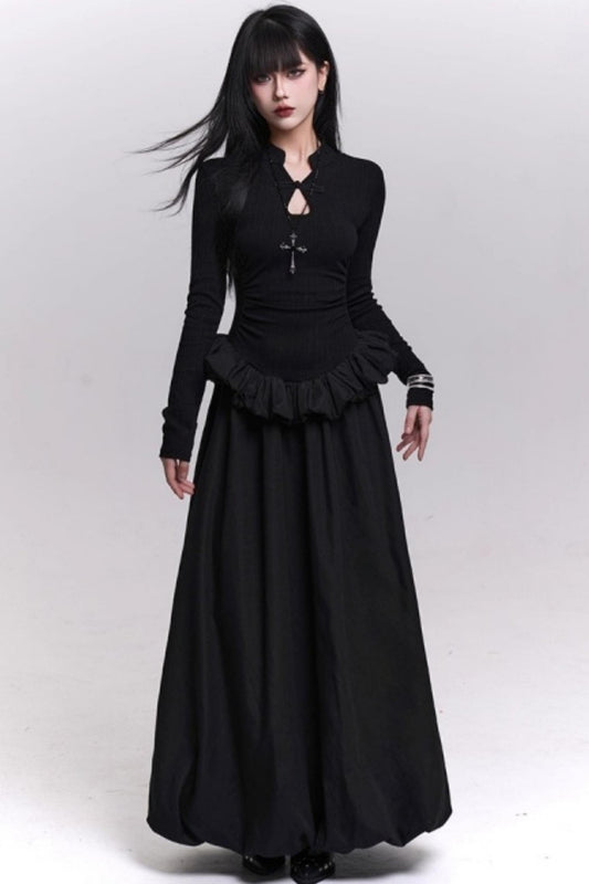 ブラックニットボディコンドレス