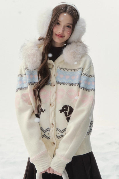 レトロフェアアイルダックスセーターカーディガン