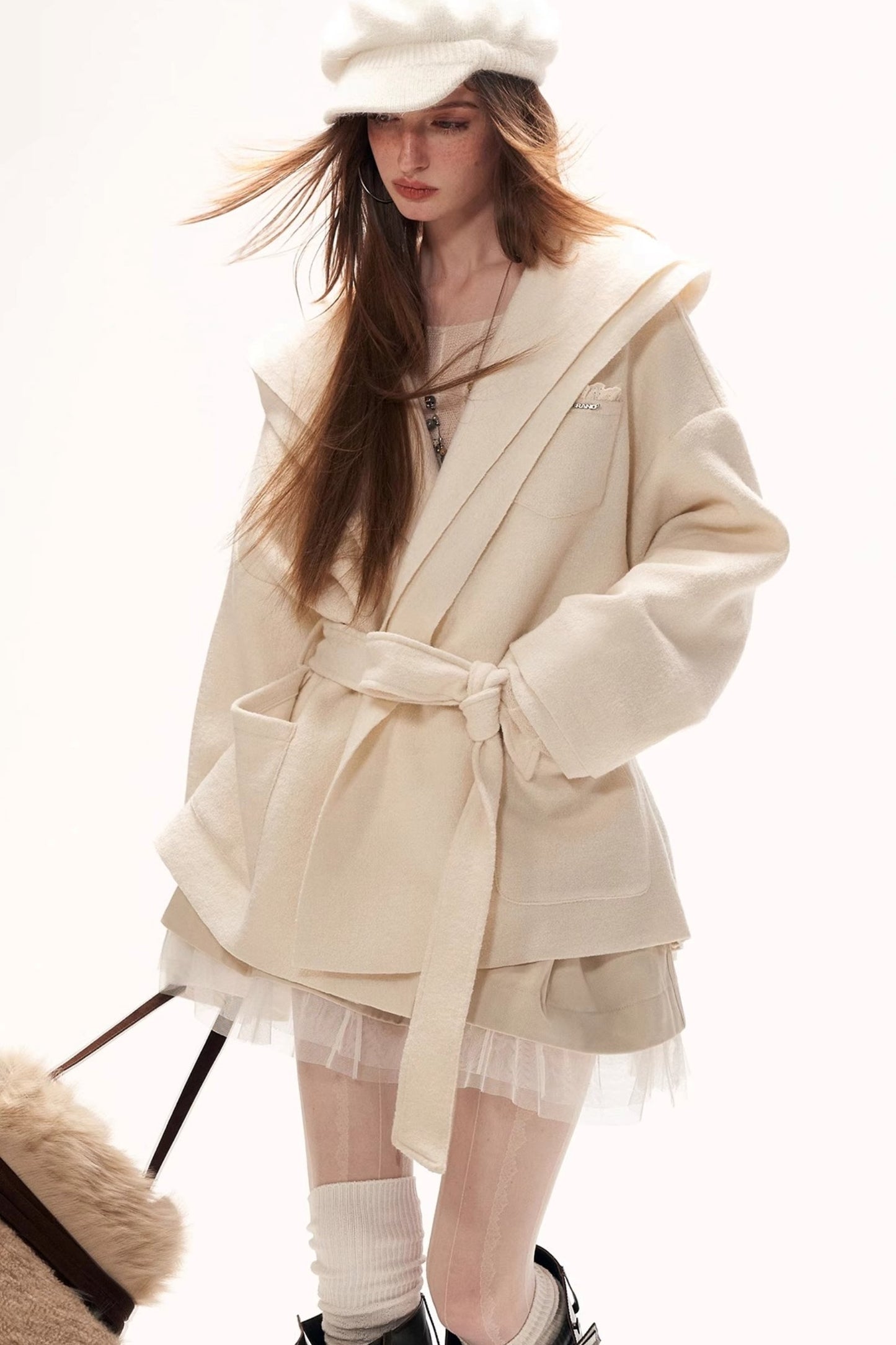 Double Layered Fur Shrimmed Coat