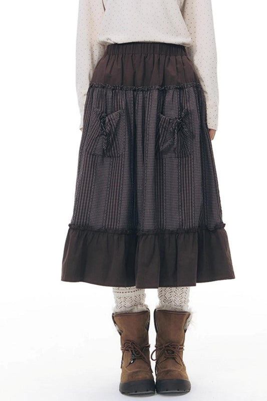 パッチワークラッフルミディアムスカート