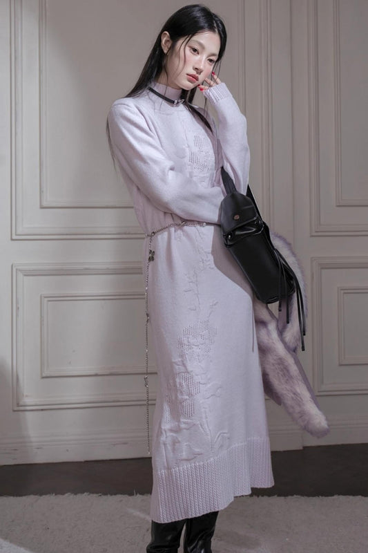 タートルネックニットドレス