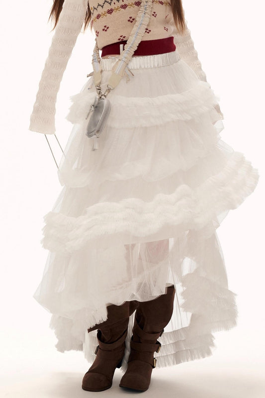 メッシュアシンメトリカルクラウドスカート