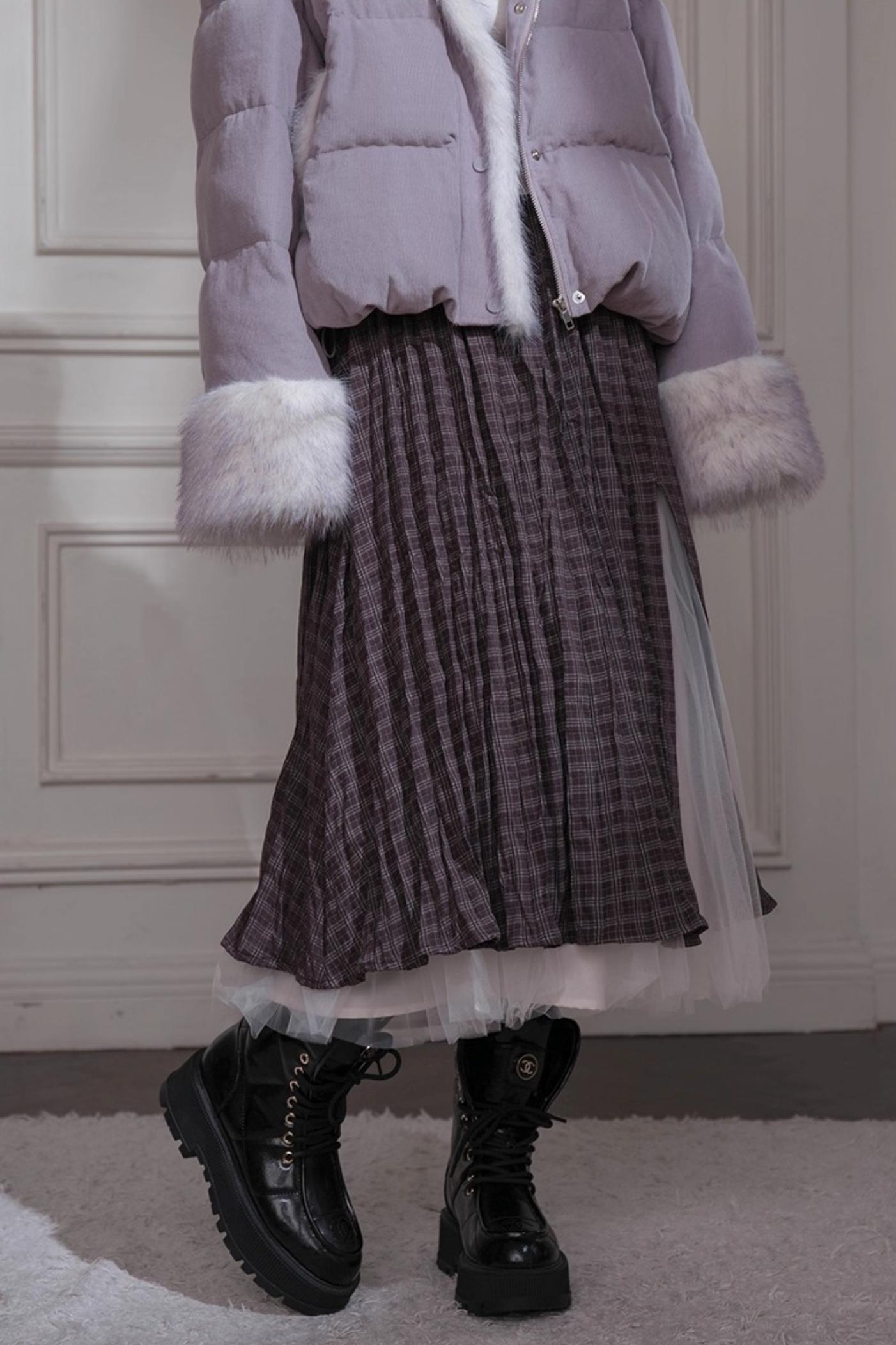 ロマンティックレイヤリングチェックスカート