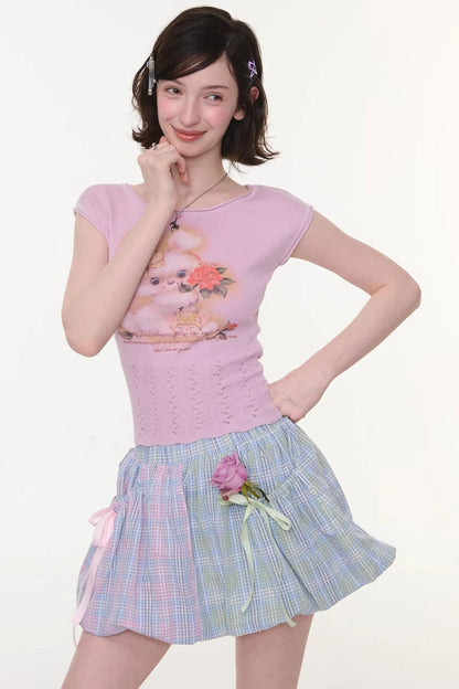 Sweet Rabbit Print Top