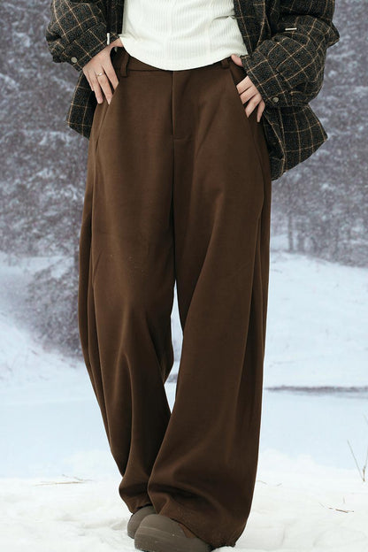 Solid color straight pants