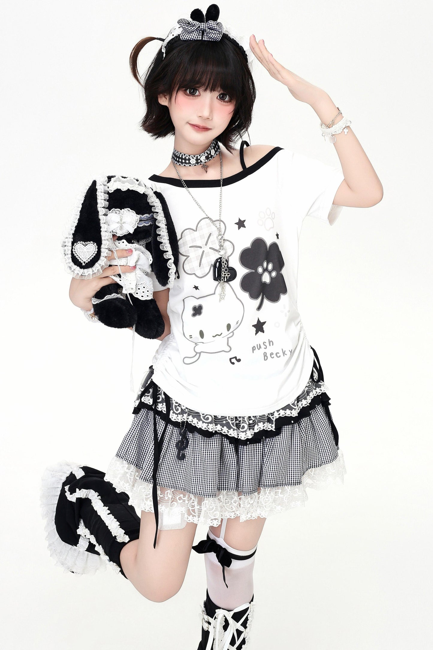 クローバーキャットオフショルTシャツ