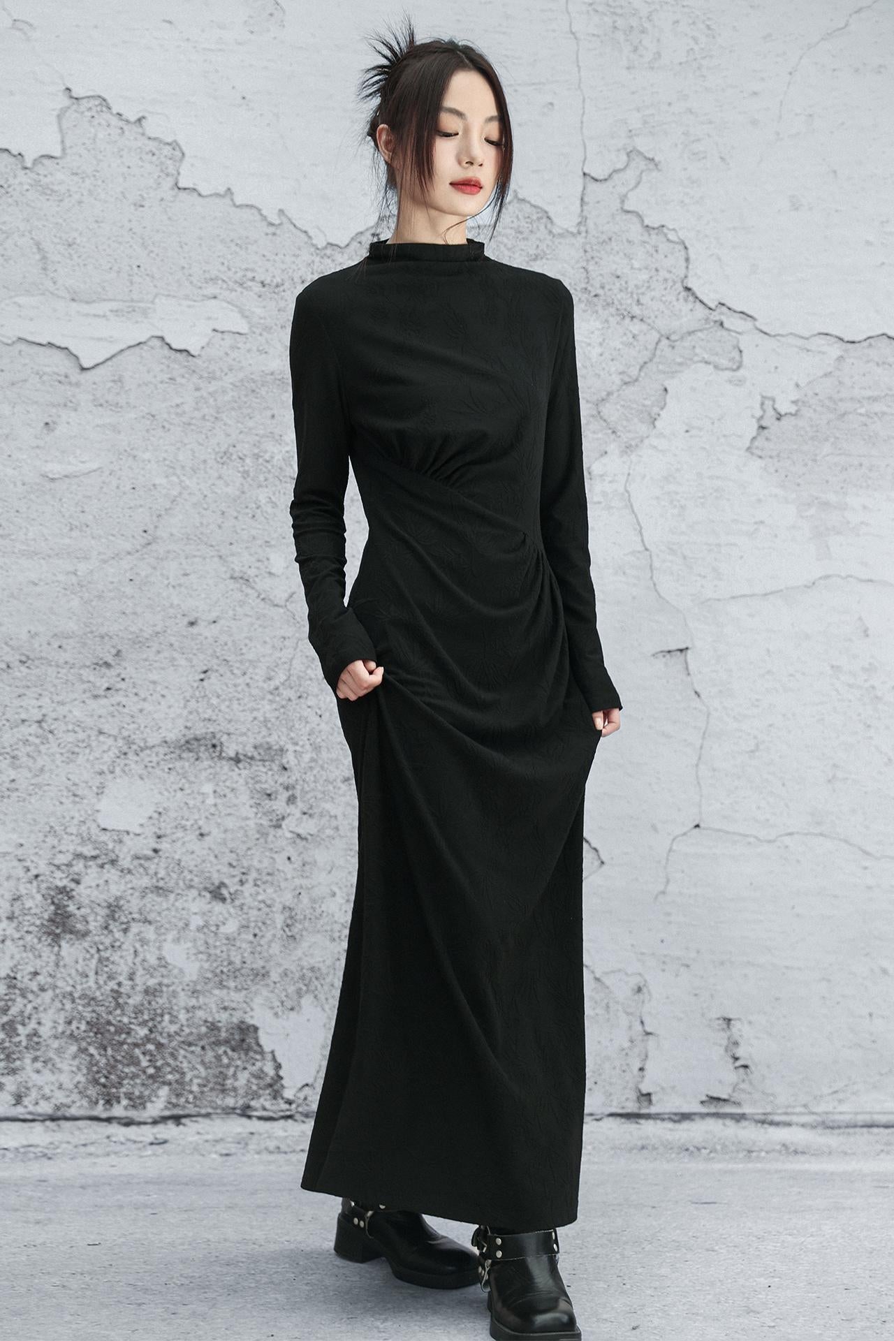 ブラックニットモードドレス