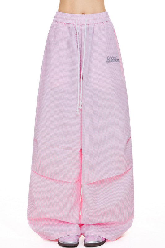 Retro Little Check Wide Leg Pants