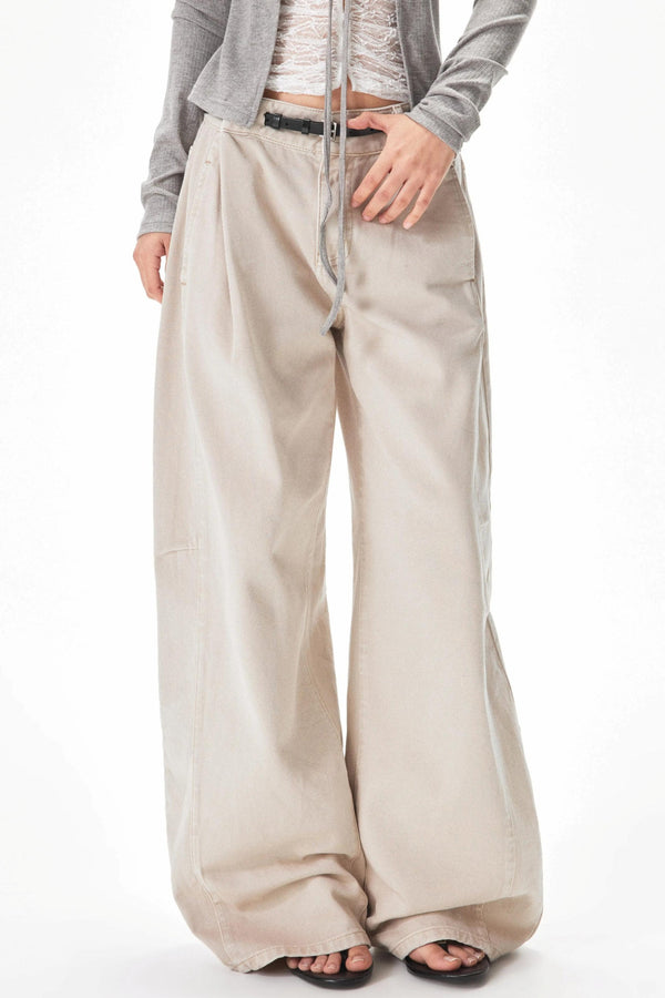 pantalón cargo lavado retro color albaricoque