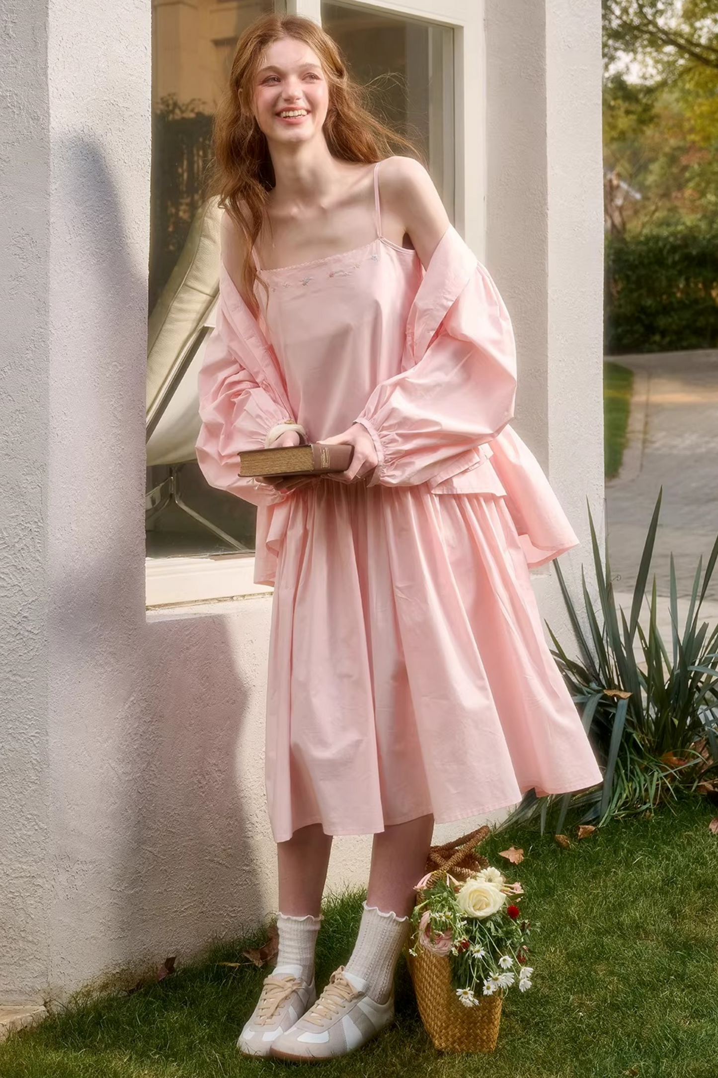 ベビーピンクスイートドレス+シャツ