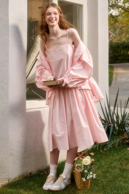 ベビーピンクスイートドレス+シャツ