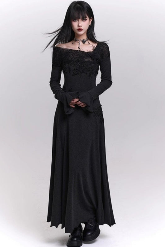 Gray Off-the-shoulder Knit Dress