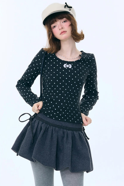 Polka Dot Chain Knit Top