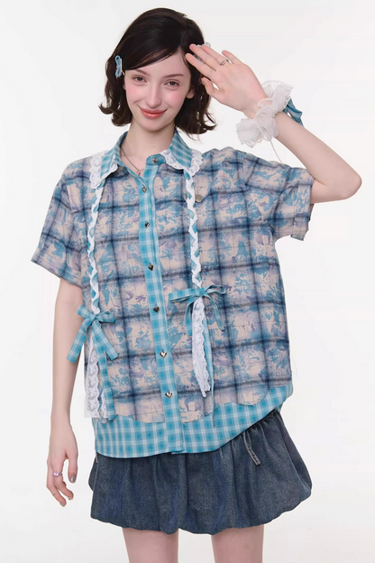 Camicia ampia a quadri Y2K