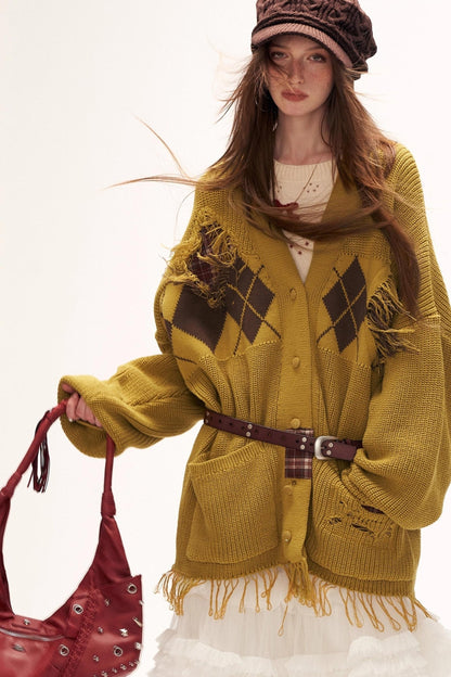 Patchwork Tassel Knit