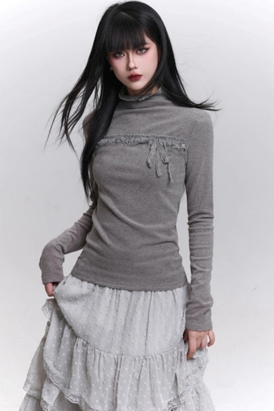 Faded gray ribbed top