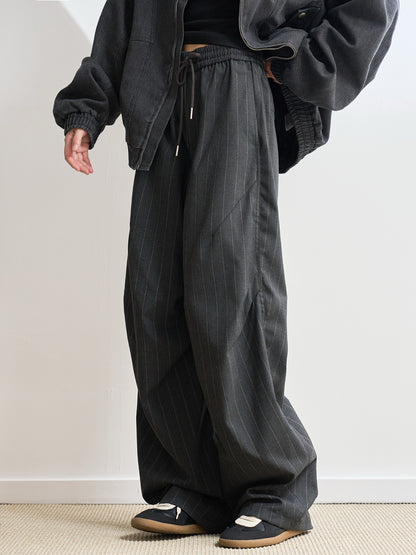 ストライプストレートプリーツパンツ