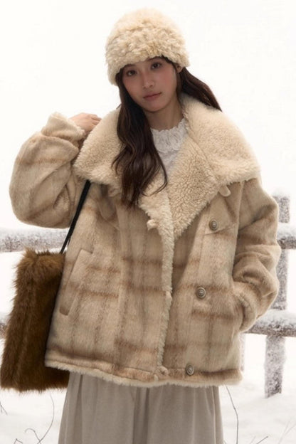 リバーシブルチェックルーズコート