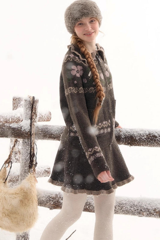 Pony Design Zip Knit Top + Knit Skirt