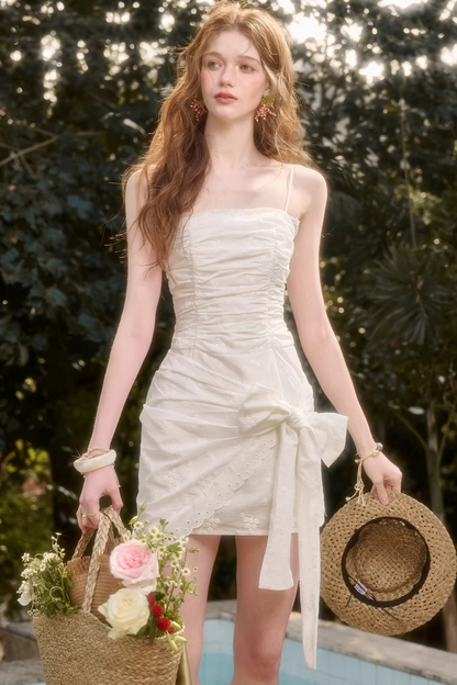 フレンチリボンタイトキャミソールドレス