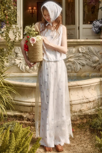 レトロフラワードレス+トップス+パンツ+カーテン+スカーフ