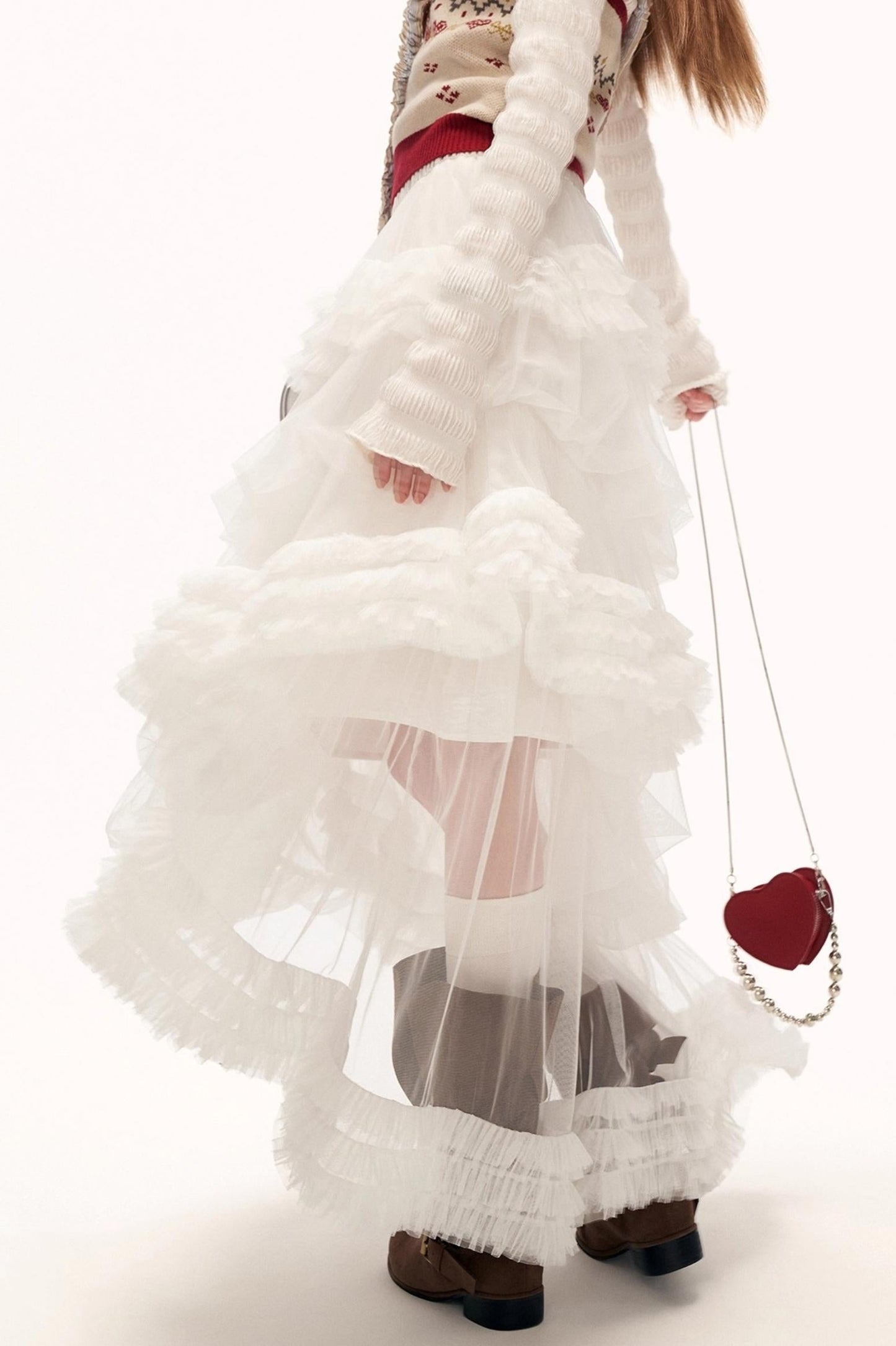 メッシュアシンメトリカルクラウドスカート