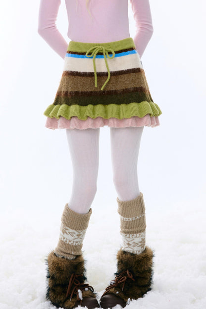 Retro Stripe Knit Skirt