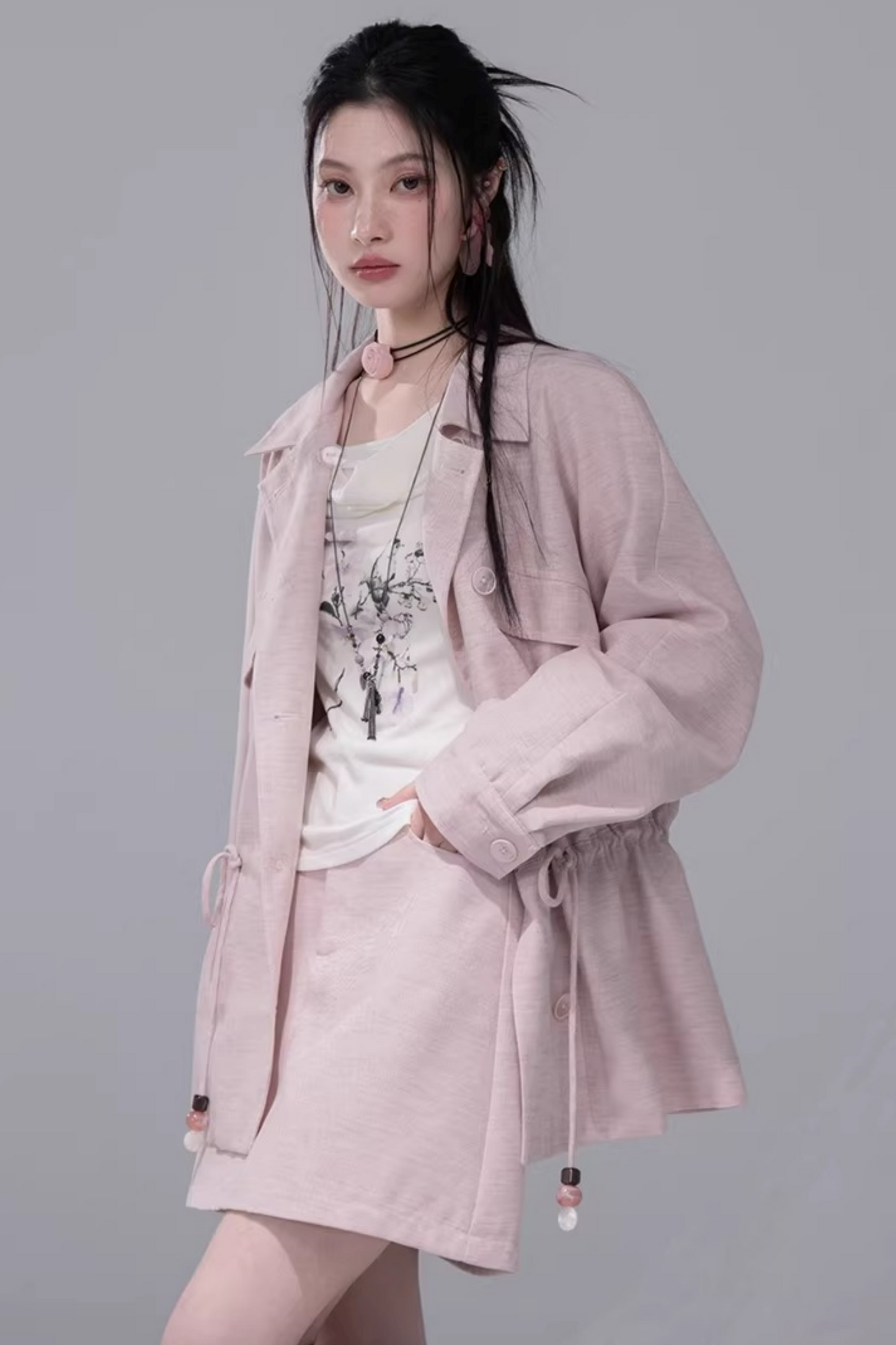 パウダーカラージャケット+スカート