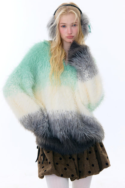 レトログラデーションブイネックセーター