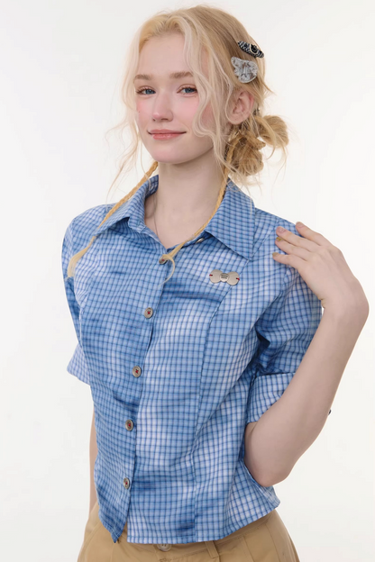 格纹墨水渐变上衣