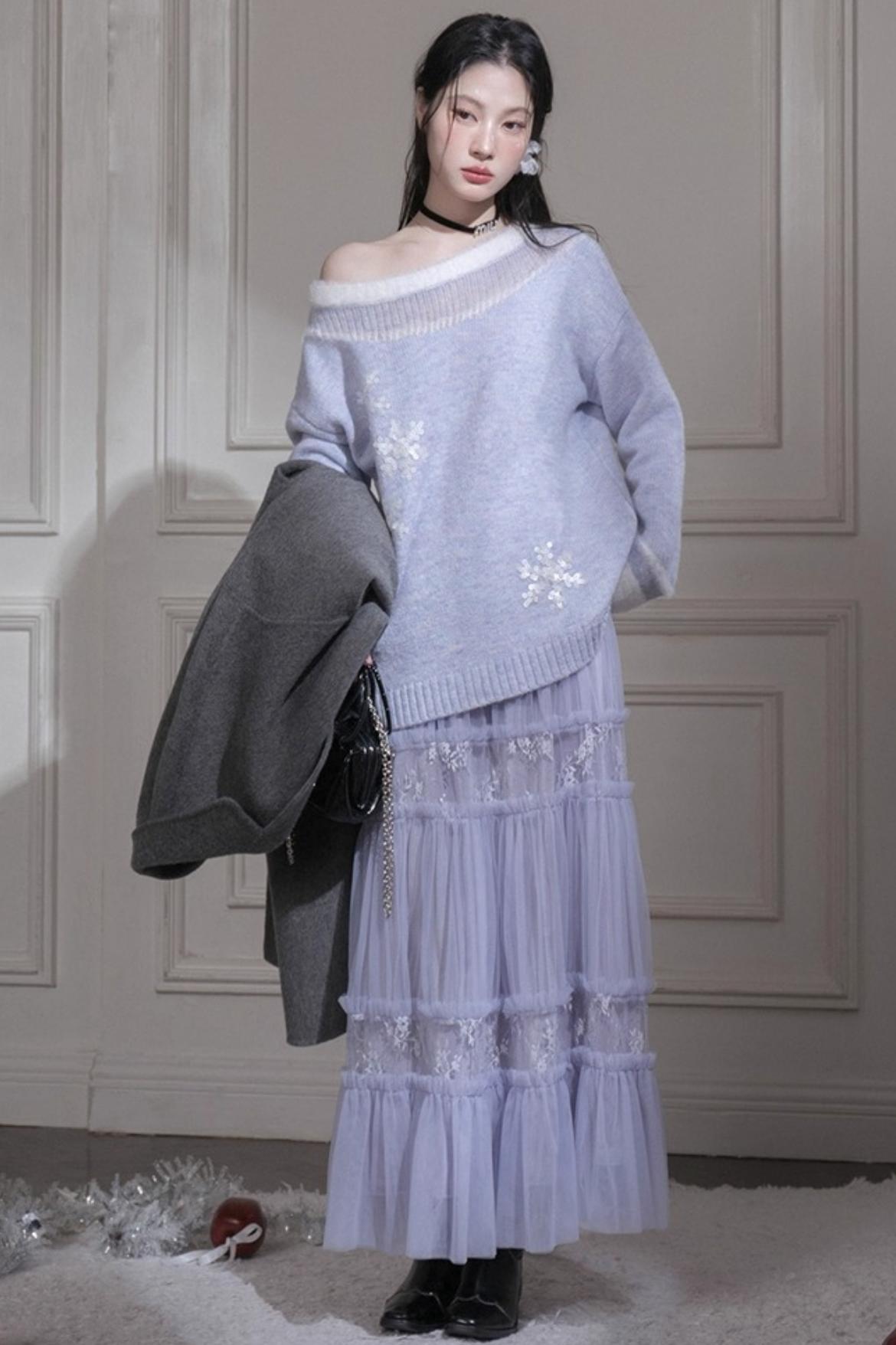 ダブルメッシュレースロングスカート